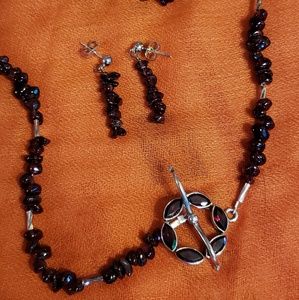 💕Garnet Stone Necklace & Earring Set